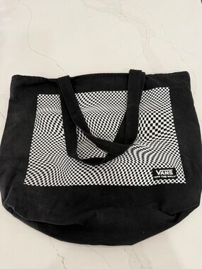 Vans Black and White Checkerboard Canvas Tote